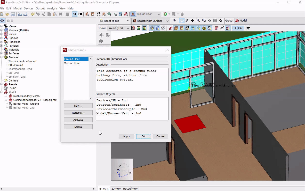 These Ground Floor and Second Floor scenarios mutually exclude the opposite Devices and Vents. Activating one scenario automatically disables the objects from the other.