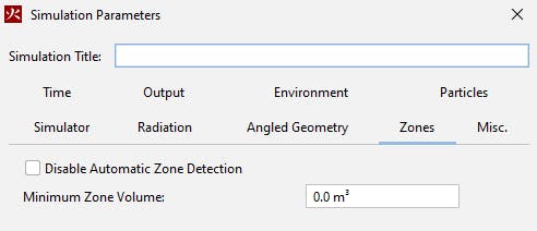 Zones tab for new configuration parameters.