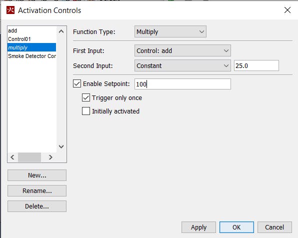 Mathematical option in the Activation Controls dialog.